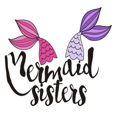 Mermaid Sisters logo in paars en roze met zeemeerminstaart icoon