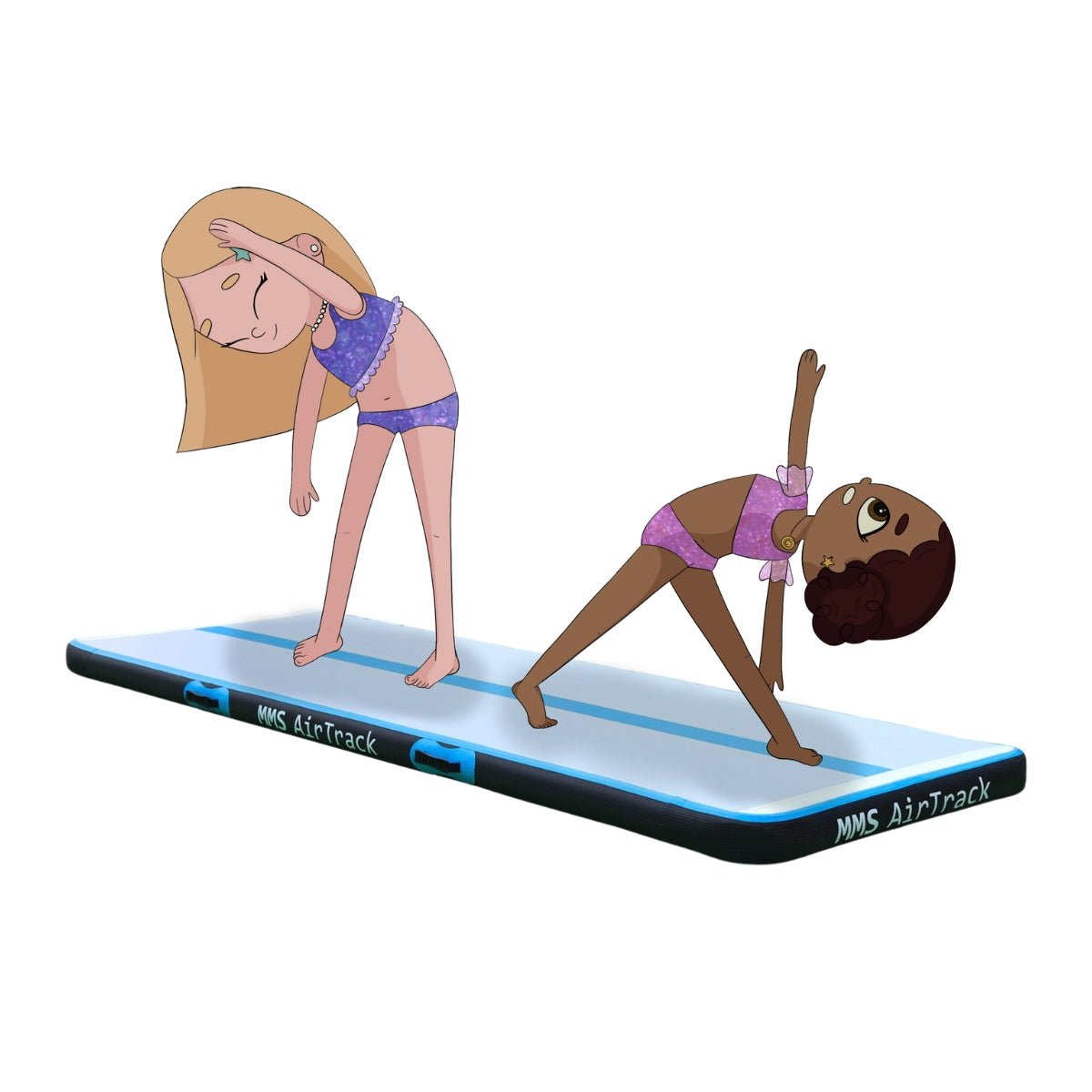 Kinderen trainen op MMS AirTrack Basic oefenmat voor gymnastiek en balans