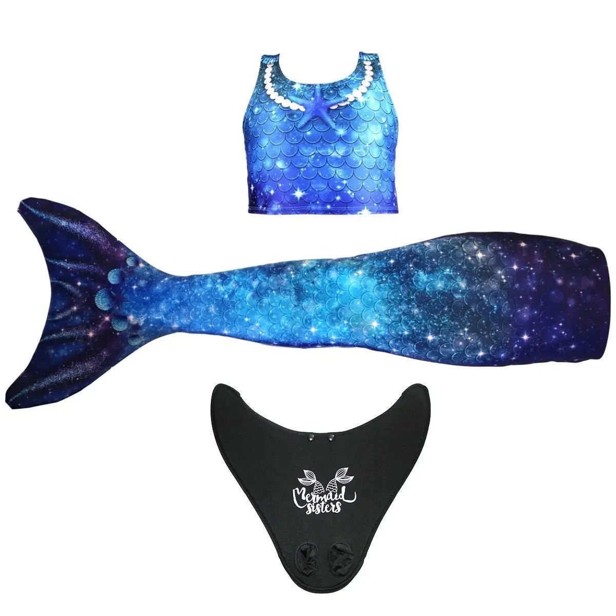 Zeemeermin staart Star of the Sea Blue met monovin en bikini – Mermaid Sisters